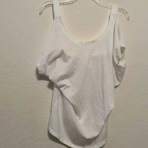 Oversize white cold shoulder tank, size medium